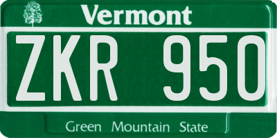 VT license plate ZKR950