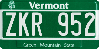 VT license plate ZKR952