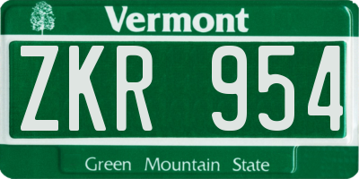 VT license plate ZKR954