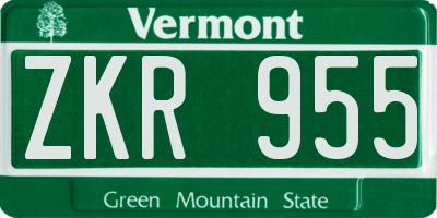 VT license plate ZKR955