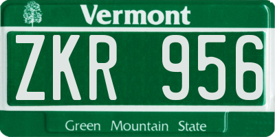 VT license plate ZKR956