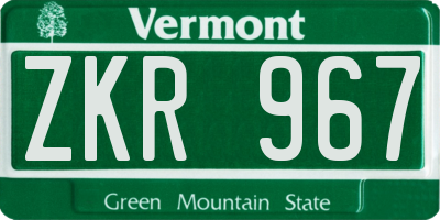 VT license plate ZKR967