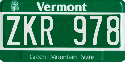 VT license plate ZKR978