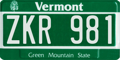 VT license plate ZKR981