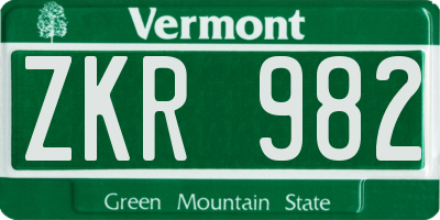 VT license plate ZKR982