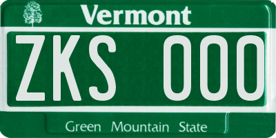 VT license plate ZKS000