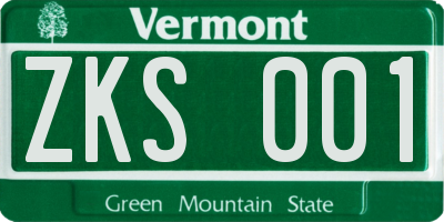 VT license plate ZKS001