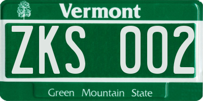VT license plate ZKS002