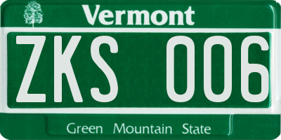 VT license plate ZKS006