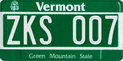 VT license plate ZKS007