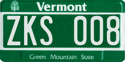 VT license plate ZKS008