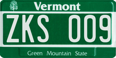 VT license plate ZKS009