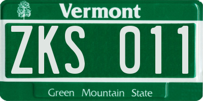 VT license plate ZKS011