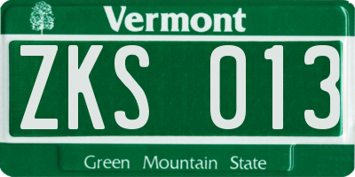 VT license plate ZKS013