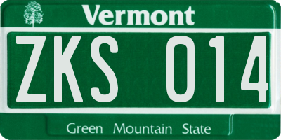 VT license plate ZKS014