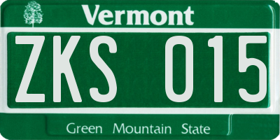 VT license plate ZKS015