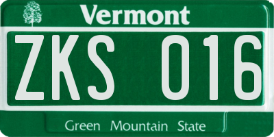 VT license plate ZKS016