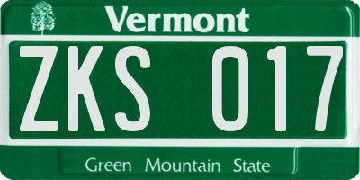 VT license plate ZKS017