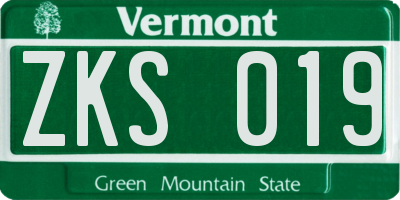 VT license plate ZKS019