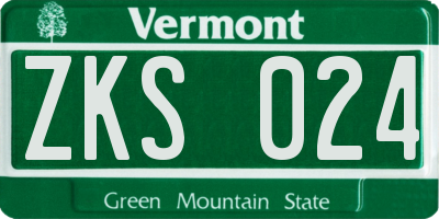 VT license plate ZKS024