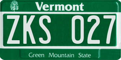 VT license plate ZKS027