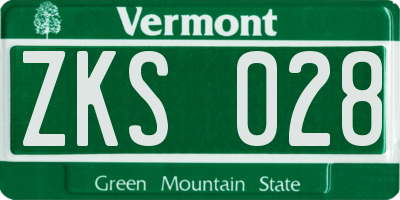 VT license plate ZKS028