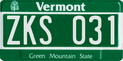 VT license plate ZKS031