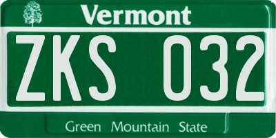 VT license plate ZKS032