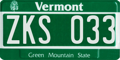 VT license plate ZKS033