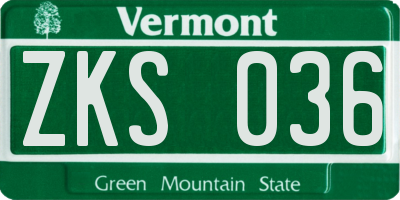 VT license plate ZKS036