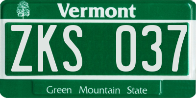 VT license plate ZKS037