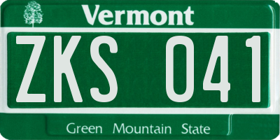 VT license plate ZKS041