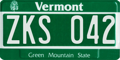 VT license plate ZKS042