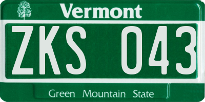 VT license plate ZKS043