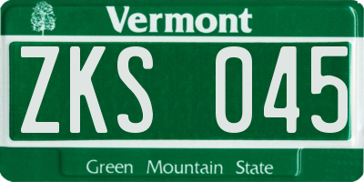 VT license plate ZKS045