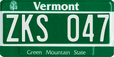VT license plate ZKS047