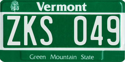 VT license plate ZKS049