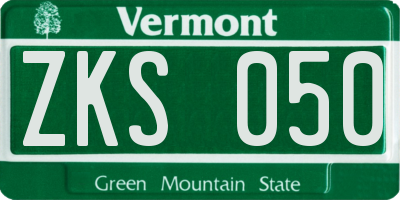 VT license plate ZKS050