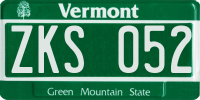 VT license plate ZKS052