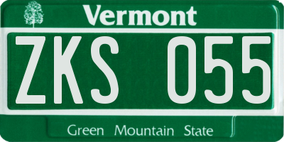 VT license plate ZKS055