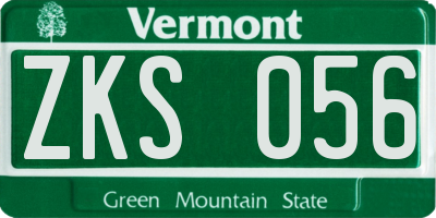VT license plate ZKS056
