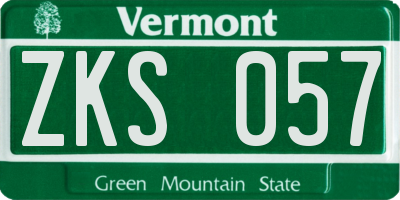VT license plate ZKS057