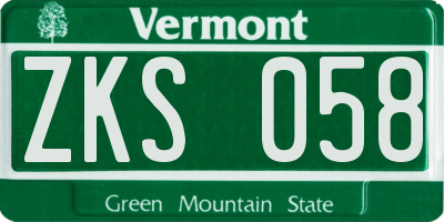 VT license plate ZKS058