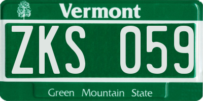 VT license plate ZKS059