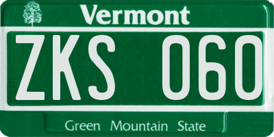 VT license plate ZKS060