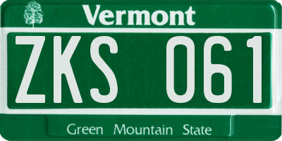 VT license plate ZKS061
