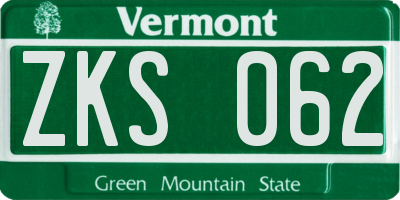 VT license plate ZKS062