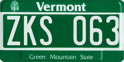 VT license plate ZKS063