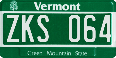 VT license plate ZKS064