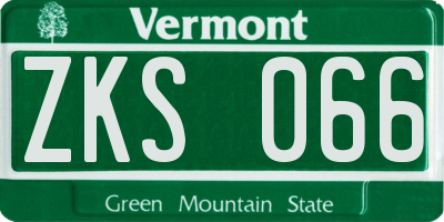 VT license plate ZKS066